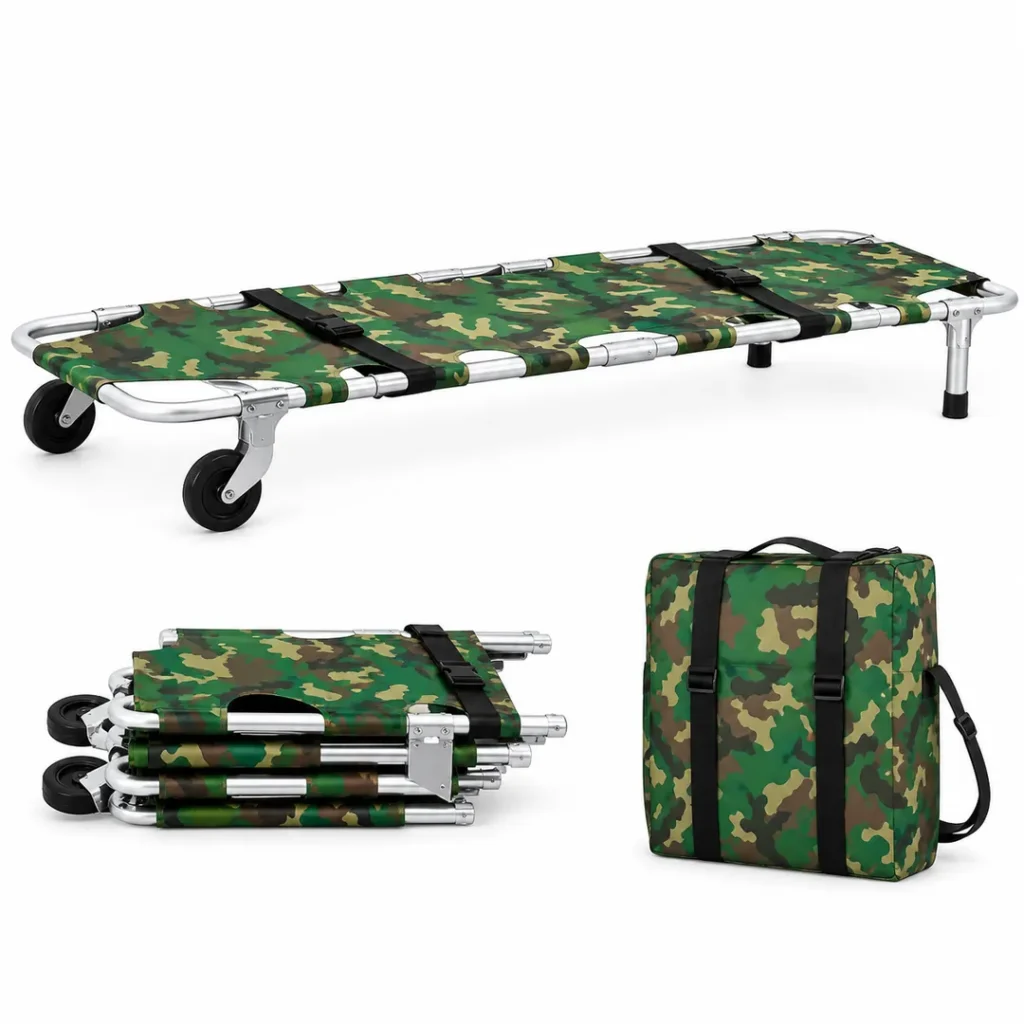 Brancard aluminium pliable A4 + 02 roues + Sac à dos - Réf. YDC-1A5 - Urgence Orlimedis Maroc