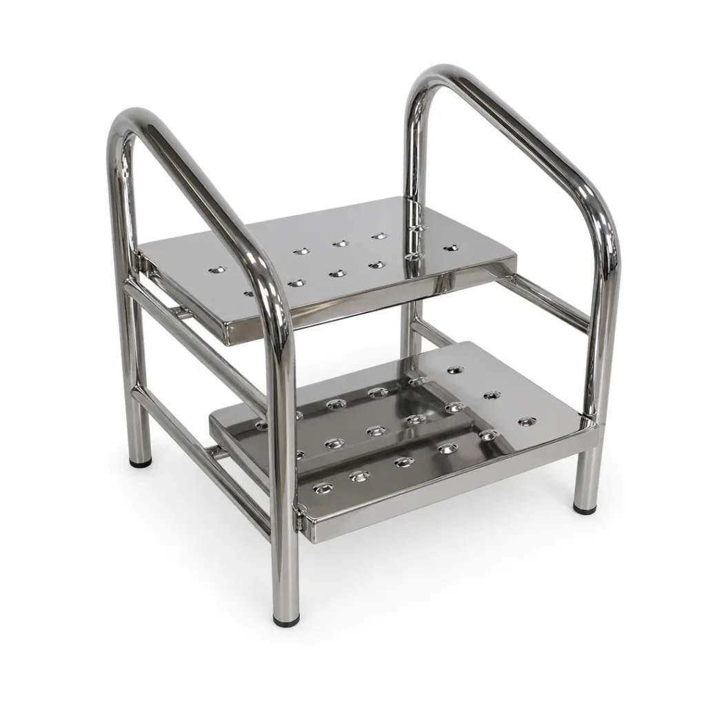 Escabeau inox 2 marches E2INOX MMH Design à deux marches antidérapantes