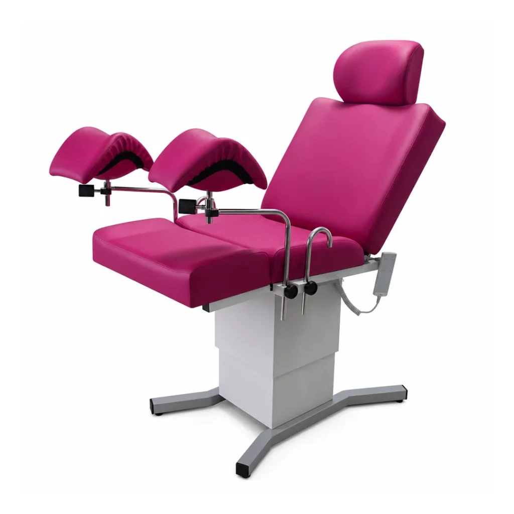 Fauteuil gynécologique électrique GYN-103M MMH Design en présentation rose