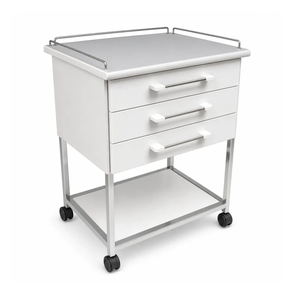 Guéridon mélaminé 3 tiroirs GM3I sur quatre roues – MMH Design