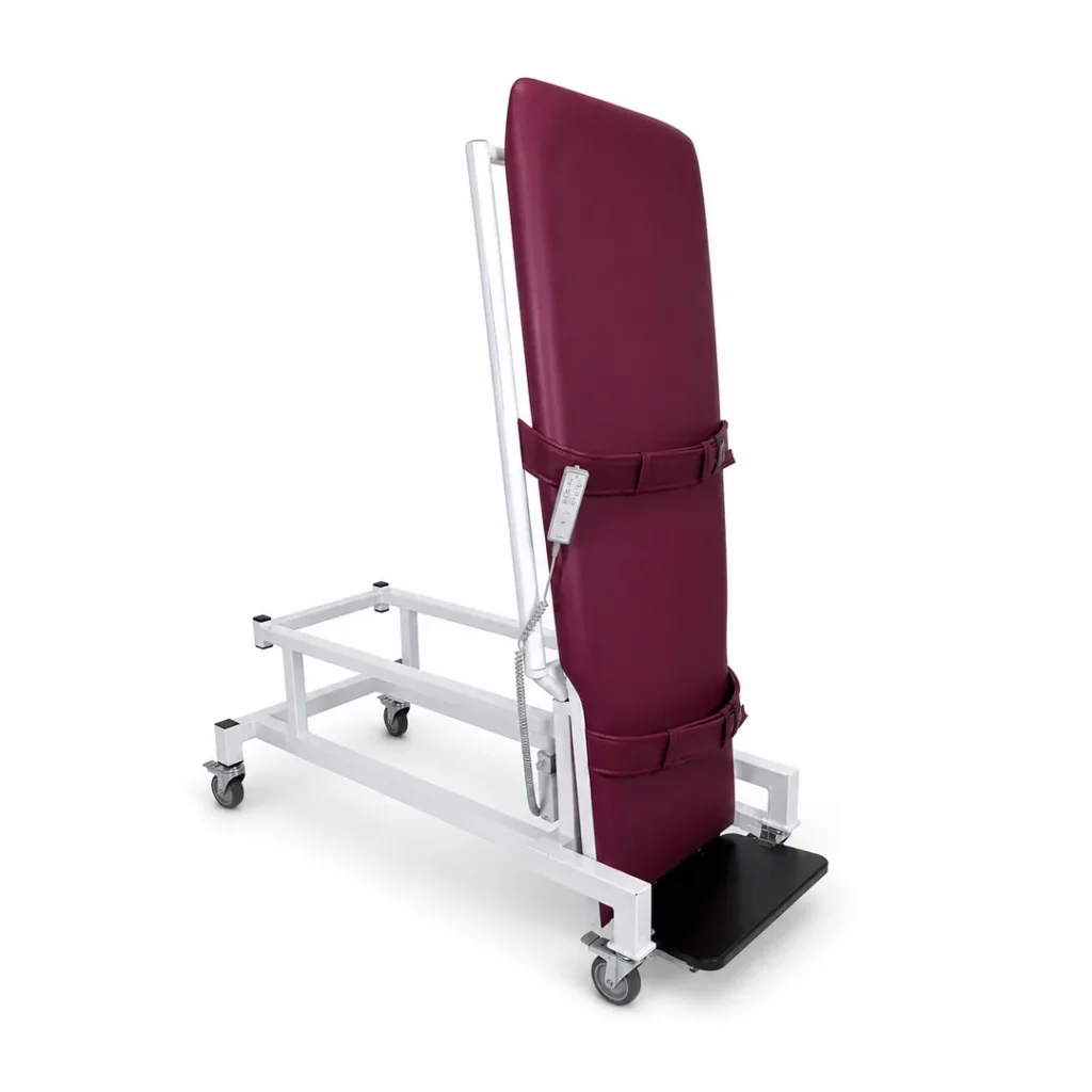 Table de verticalisation électrique KINE-VER avec trois sangles et repose-pieds fixe